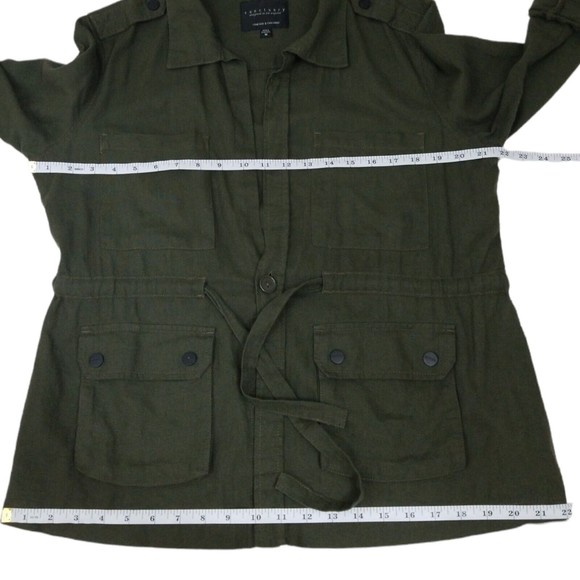 Sanctuary Women's Day Trip Cropped Linen Jacket Military Olive Green Medium - Picture 9 of 11